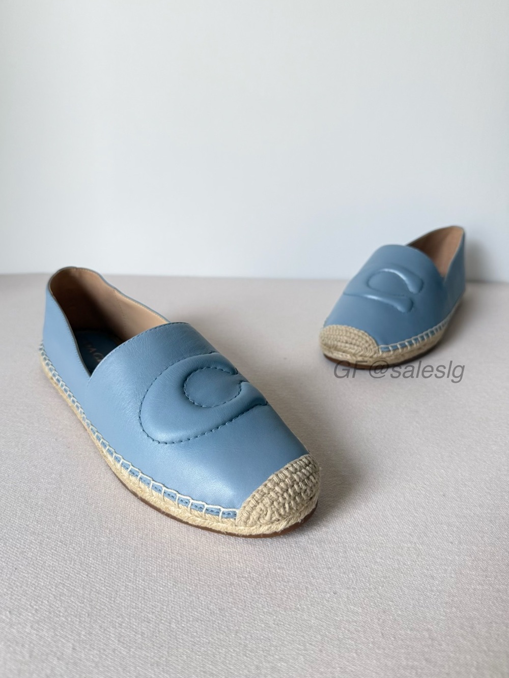 Coach Cruz Espadrille Leather Loafer Cornflower Blue CR848 Size 8